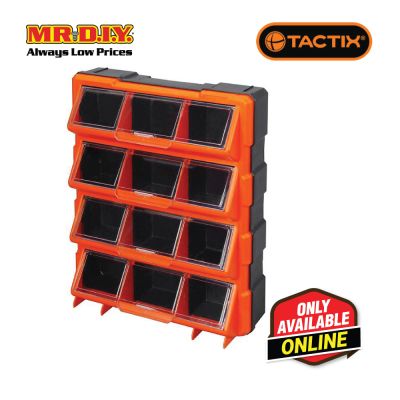 TACTIX 12-Compartment Storage Bin With Clear Cover